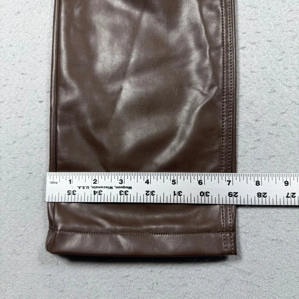 Abercrombie & Fitch Brown Faux Leather Curve Love 90s Straight High Rise Pant 00